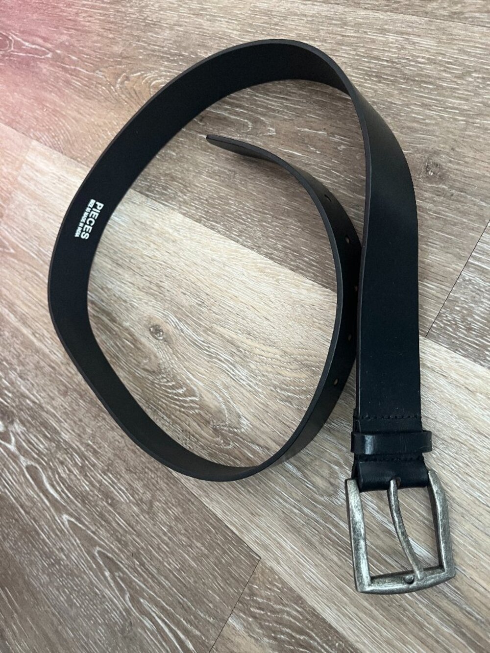Rustic Silver Buckle Black Waist Belt